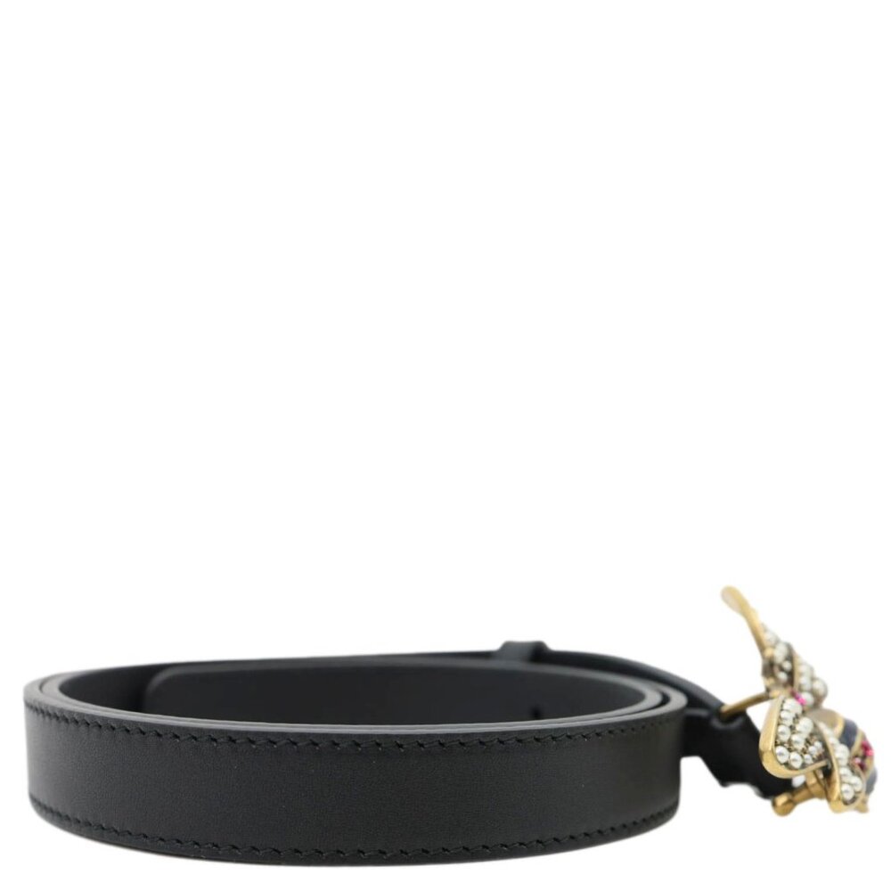 Gucci Queen Margaret Bee Leather Belt Black 476452 Size 80/32 - Picture 4 of 9